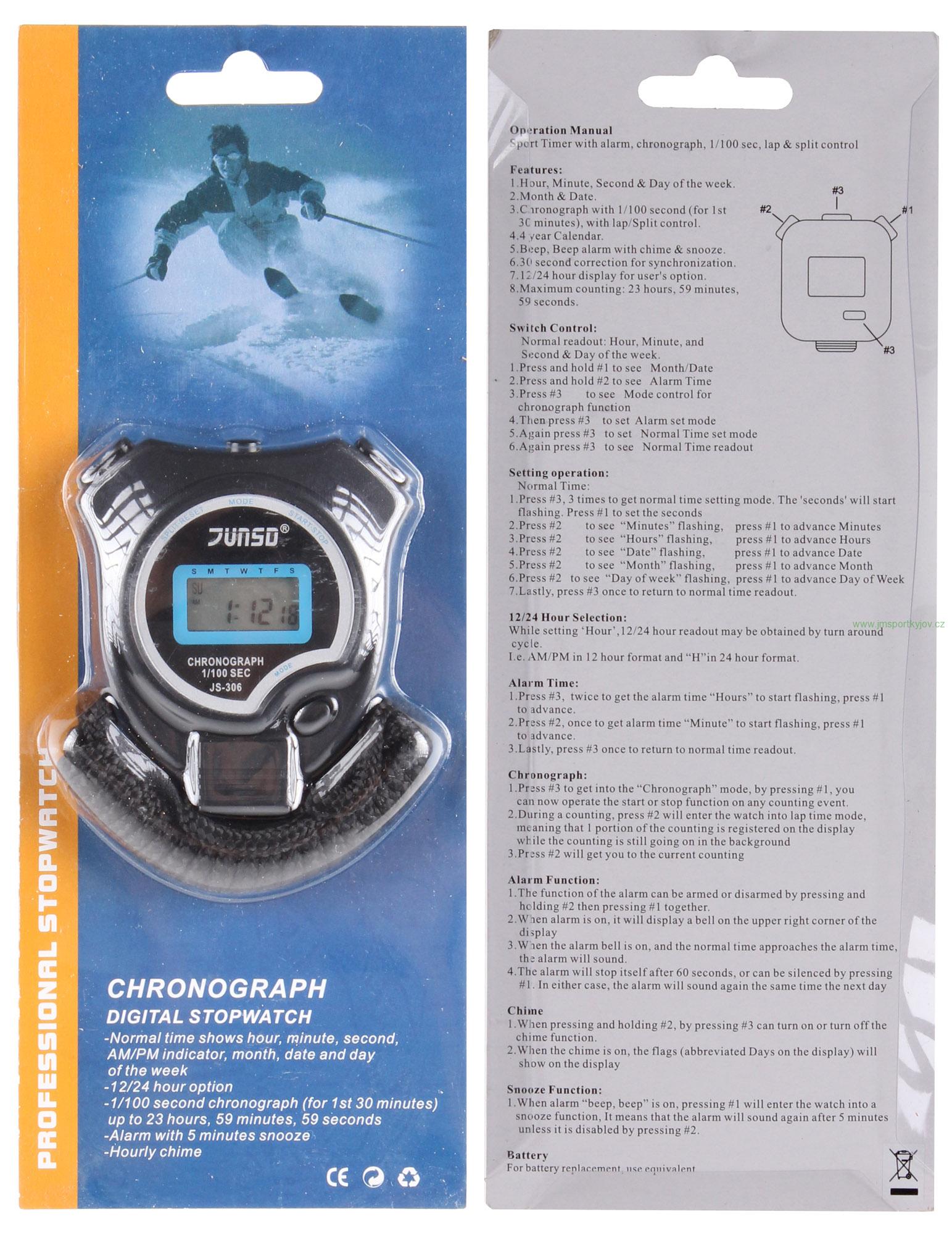 JS306D stopky s jedním mezičasem