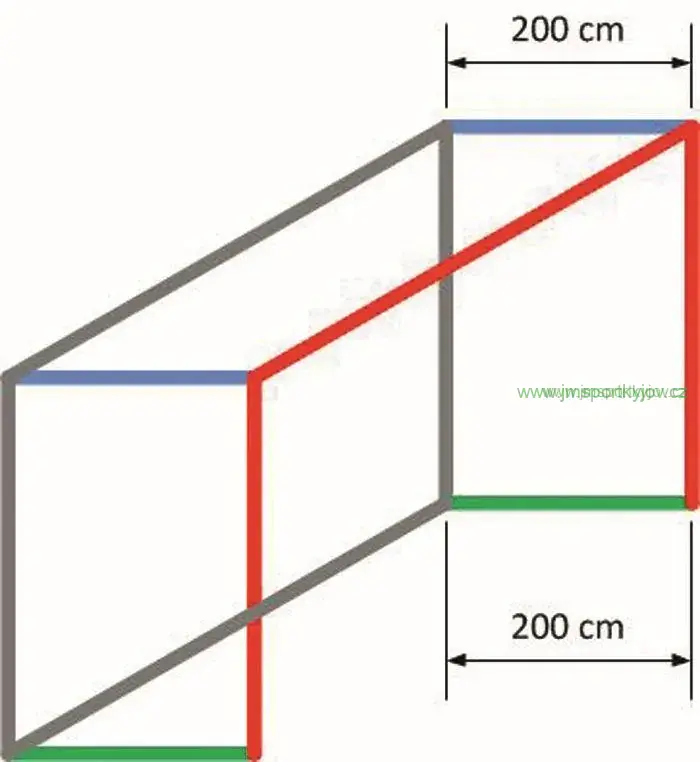 Fotbalová branková síť PP 3 mm, hloubka 2,0 x 2,0 m