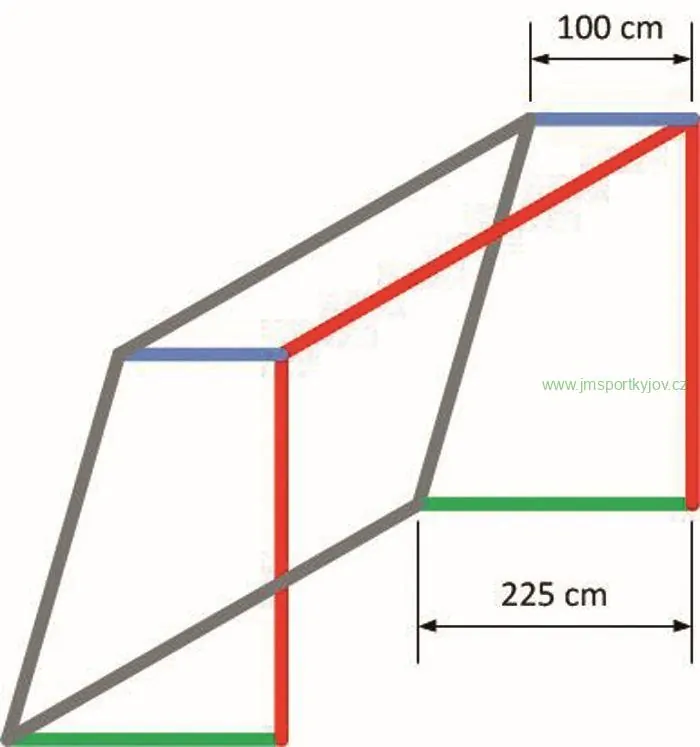 Fotbalová branková síť PP 3 mm, hloubka 1,0 x 2,25 m