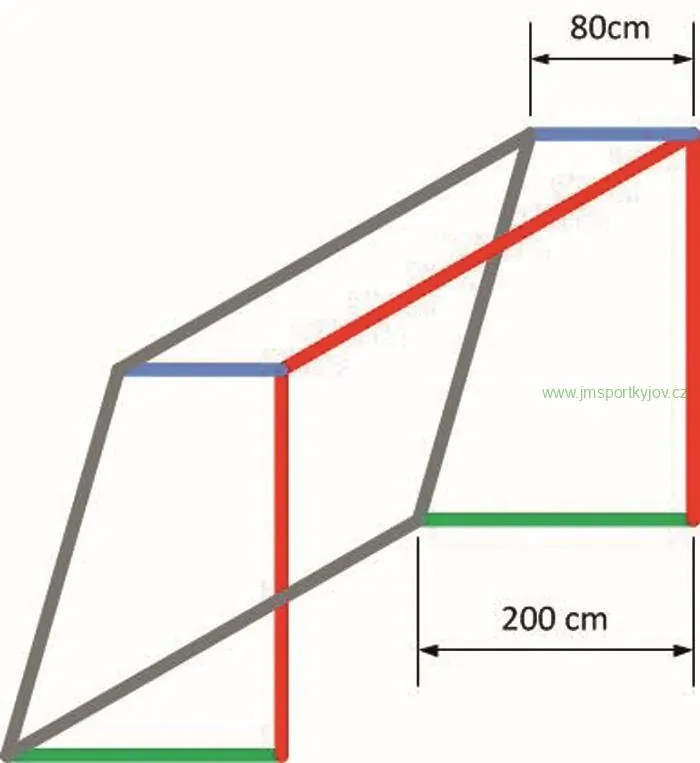Fotbalová branková síť PP 3,5 mm, plástvová oka, šachovnice, hloubka 0,8 x 2,0 m